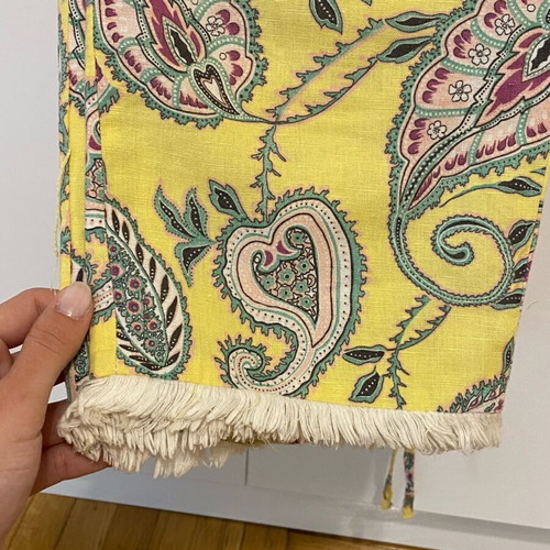 ZARA linen printed ankle-length pants like new, yellow