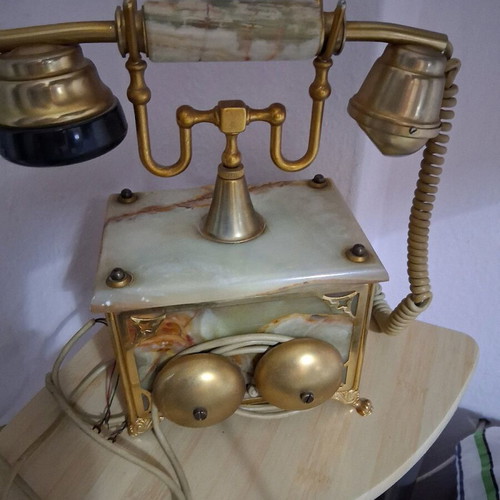 Marble vintage telephone used with bronze