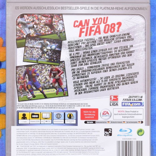 Fifa 08 PS3 used, box and manual only, German manual