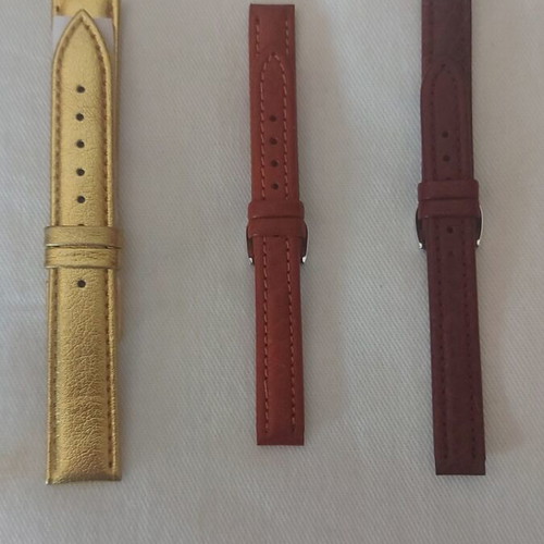 Watch straps new, set of 3, leather, brown and gold