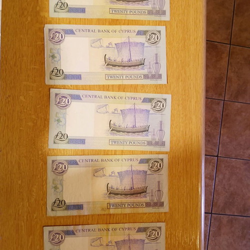 20 Cypriot Pounds banknotes, set of 5, 1.10.1997