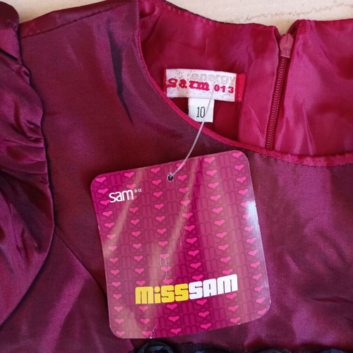 Taffeta dress size 10 years burgundy new with tags