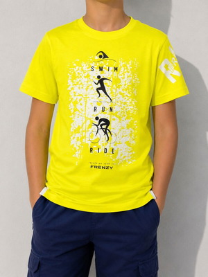 FRENZY Boys' Yellow T-shirt No 10, New, Short Sleeve