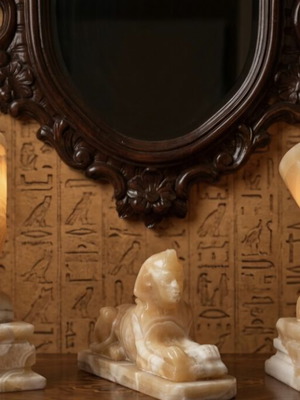 Table lamps vintage statues carved in natural stone, like new