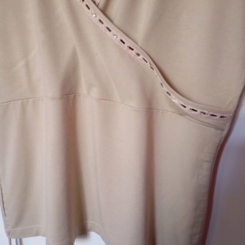 Cotton stretch blouse beige with beads, like new, size L