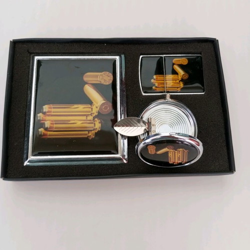Set of cigarette case, lighter and personal ashtray new