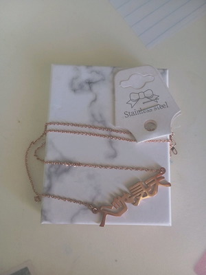 Stainless steel necklace new, gold-pink color