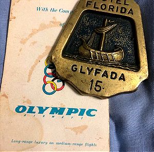 HOTEL FLORIDA  GLYFADA  vintage μπρελοκ σημειωματάριο Ολυμπιακης Αεροποριας