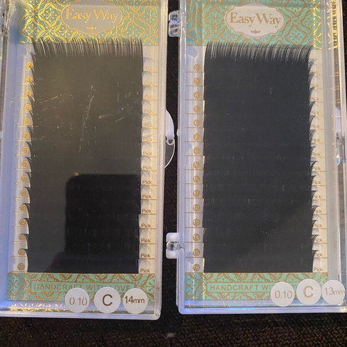 Eyelash extension hairs used, 8 C curl trays