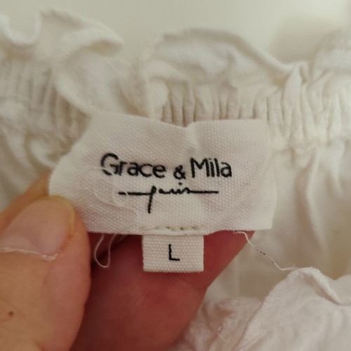 Grace & Mila white linen top Large like new