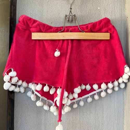 Mymoo shorts like new, size S, pink, terry fabric with tassels
