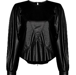 Μπλούζα Isabel Marant faux leather μαύρη