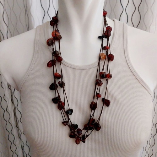 Necklace with semi-precious stones like new, brown tones