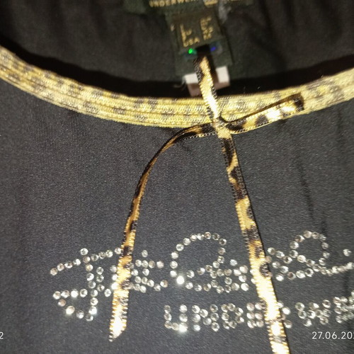 Roberto Cavalli Just Cavalli women's T-shirt like new, black, leopard motifs