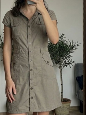 Khaki safari φόρεμα cotton gabardine Lussile μέγεθος S σαν καινούργιο