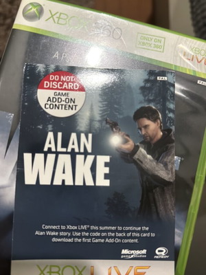 Alan Wake Xbox 360 game code, unused