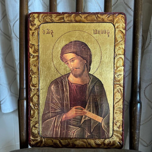 Handmade religious icon of Saint Iakovos, Byzantine style