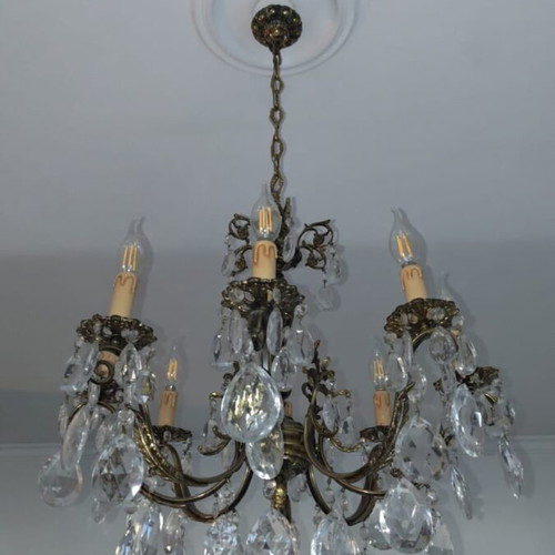 Crystal chandelier with 8 lights, diameter 55 cm, height 67 cm like new