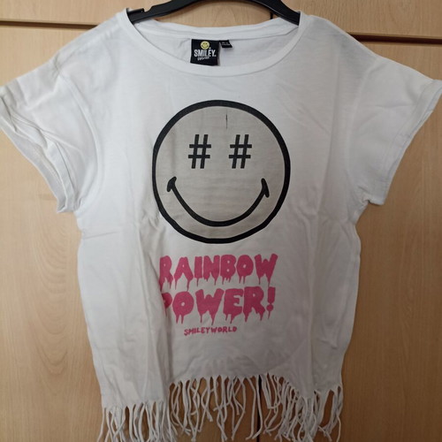 Smiley world T-shirt size 146 cm like new, cotton with fringes