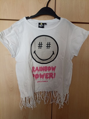 Smiley world T-shirt size 146 cm like new, cotton with fringes