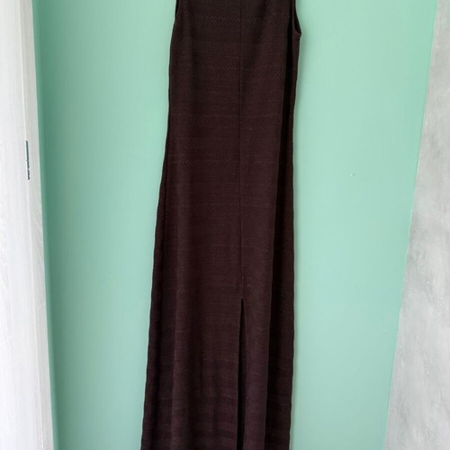 Calzedonia long brown knit dress with subtle shimmer like new, size S
