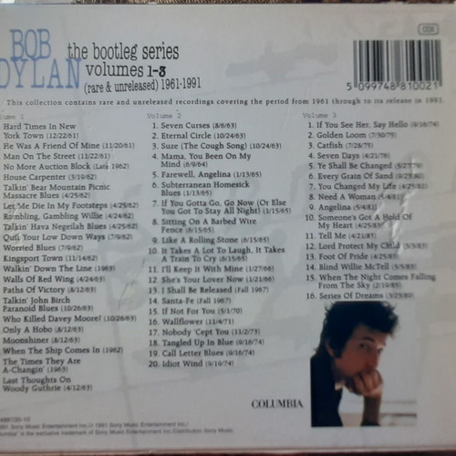 Bob Dylan The Bootleg Series Volumes 1-3 3CD set used, rare & unreleased 1961-1991