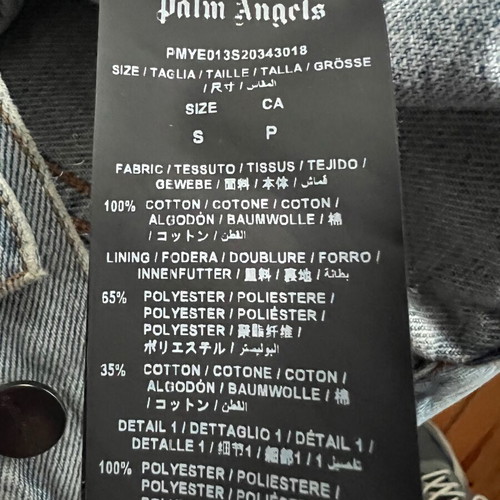 Palm Angels Sacred Heart Denim Jean Jacket Men Sz-S like new, white and blue
