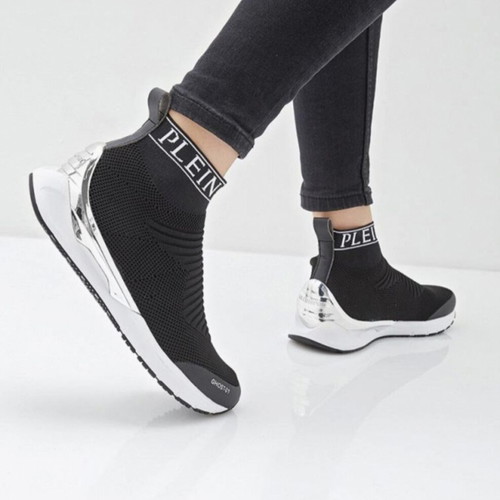 Plein Sport women's sock sneakers used, size 40, black and white