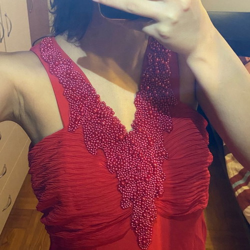 Red dress new, size L / 40 / 12 with slit detail