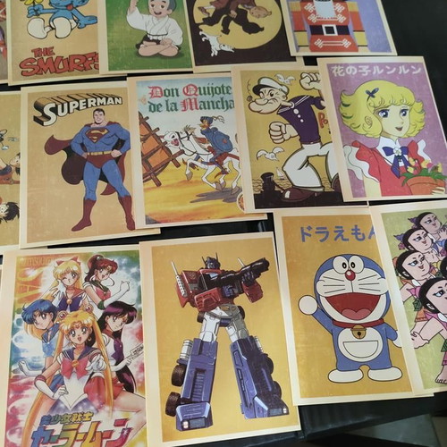 Collectible set of 32 vintage cartoon and anime postcards