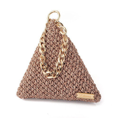Handmade Triangular Handbag Gold Color New