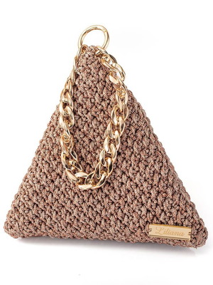 Handmade Triangular Handbag Gold Color New