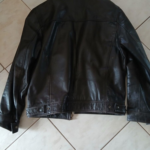 Men's leather jacket used, dark brown, size XL