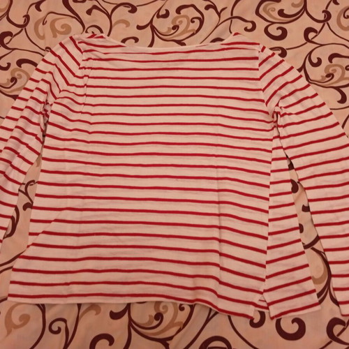 Stradivarius long-sleeve t-shirt, white and red stripes, size M