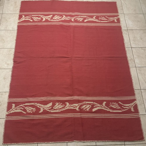 Vintage handmade wool rug on loom used, 149x205 cm