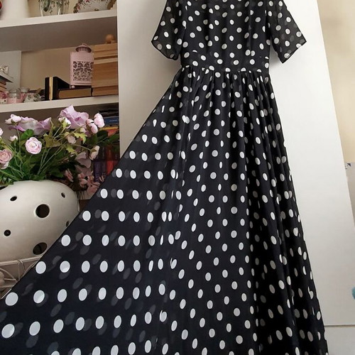 Polka Dot Long Dress new, size S, black