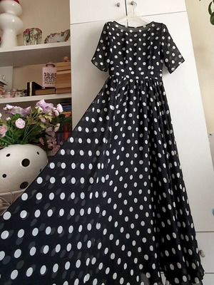 Polka Dot Long Dress new, size S, black
