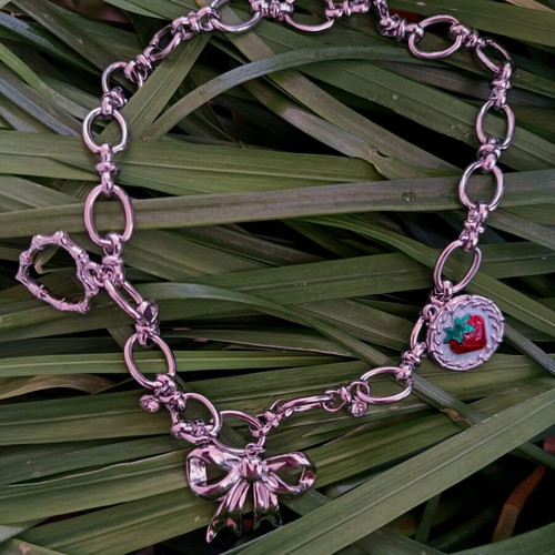 Handmade necklace made of stainless steel silver, new