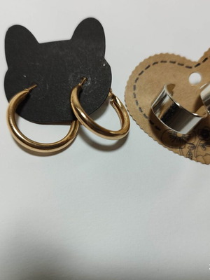 Set of 2 hoop earrings silver-gold new, stainless steel
