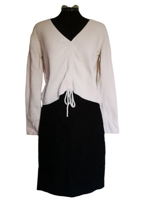 Pink Woman long-sleeve sweater used, white with beige