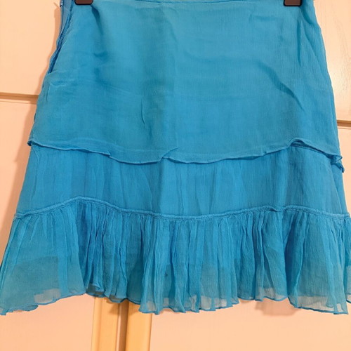 Vintage silk skirt Blugirl used, turquoise, Italian size 40