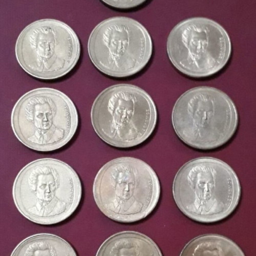 Greek collectible 20 drachma coins with Dionysios Solomos
