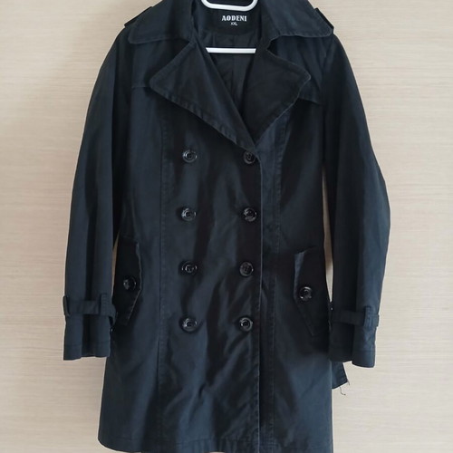 Women's spring trench coat like new, black, XXL