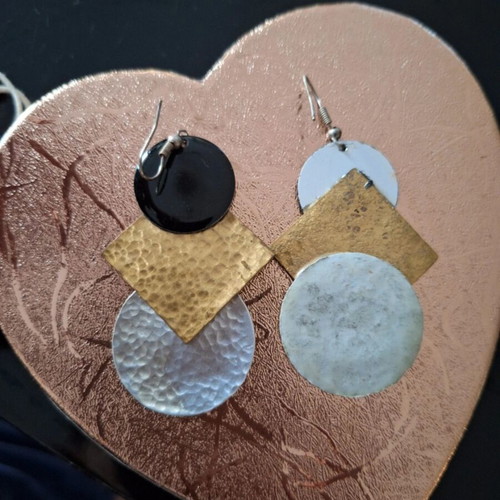Earrings with Geometric Shapes new, black, gold and silver
