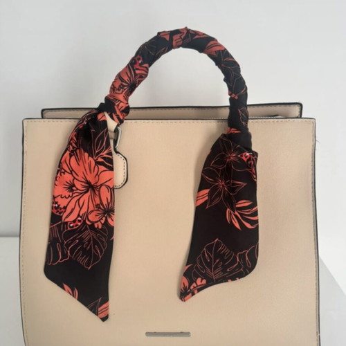 Bershka handbag used, beige with scarf on handle