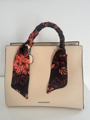 Bershka handbag used, beige with scarf on handle