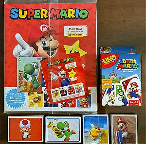 Super Mario playtime adventures. Panini complete set of 176 loose stickers  album and +1 Uno
