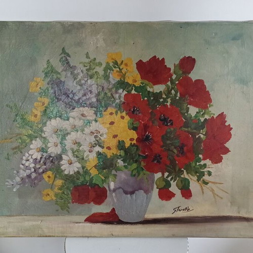 Painting Spring Bouquet like new, oil on canvas 80/60 cm