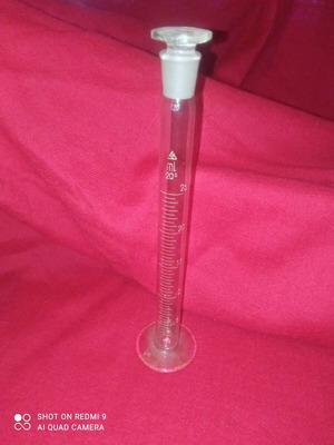 Vintage Glass Volumetric Cylinder 25ml with Ground Glass Stopper like new