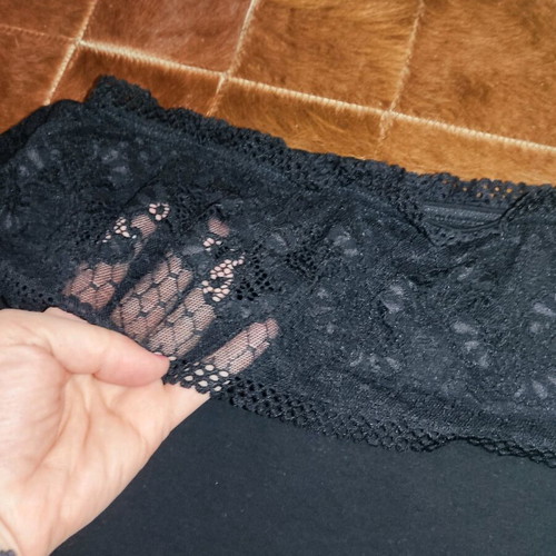 Lace blouse used, women's small top, black